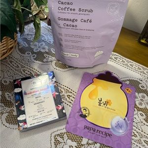 Body scrub beauty bundle, face mask, eye gels